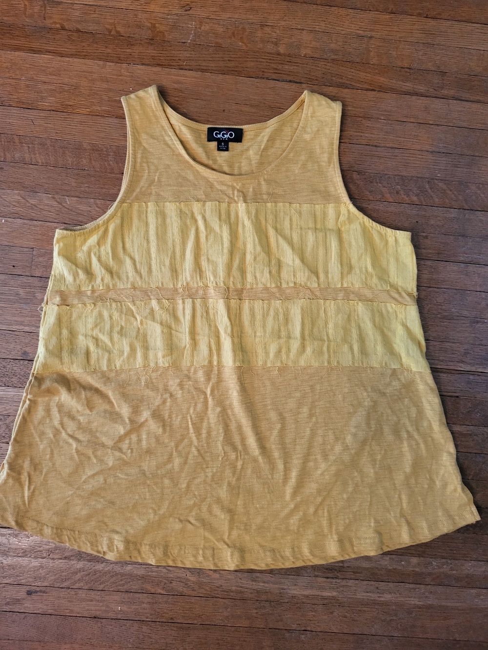 Yellow Sleeveless Cotton Blend Tank Top